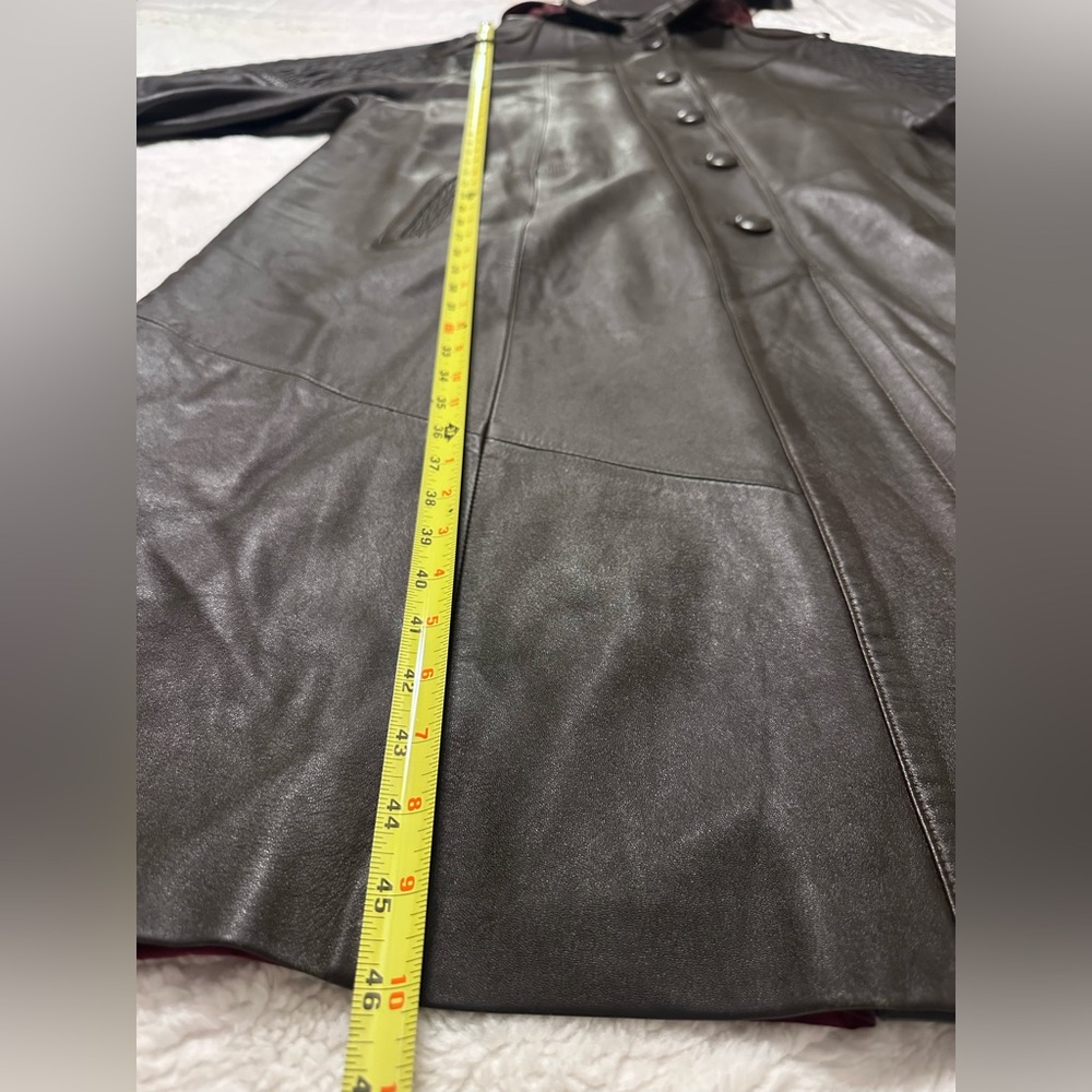 Y Alexander Vintage Brown Hooded Leather Trench Coat - Picture 9 of 14